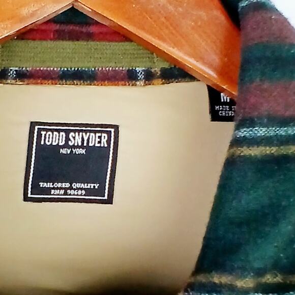 Todd Snyder SZ M Italian Quilted Shirt Jacket Tartan Plaid Green Red NWOT - Picture 6 of 10
